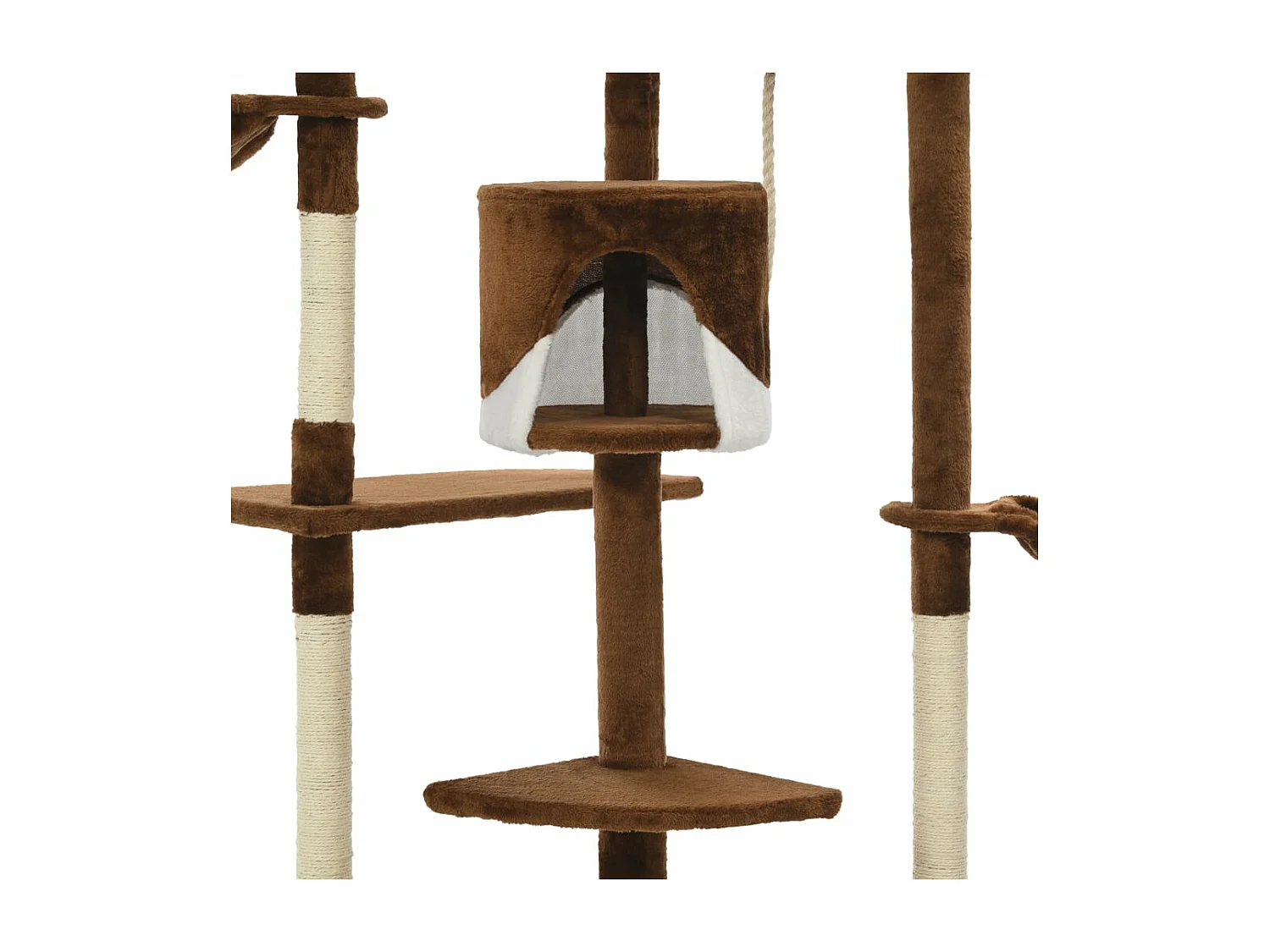Katzen-Kratzbaum mit Sisal-Kratzsäulen 203 cm Braun und Weiß