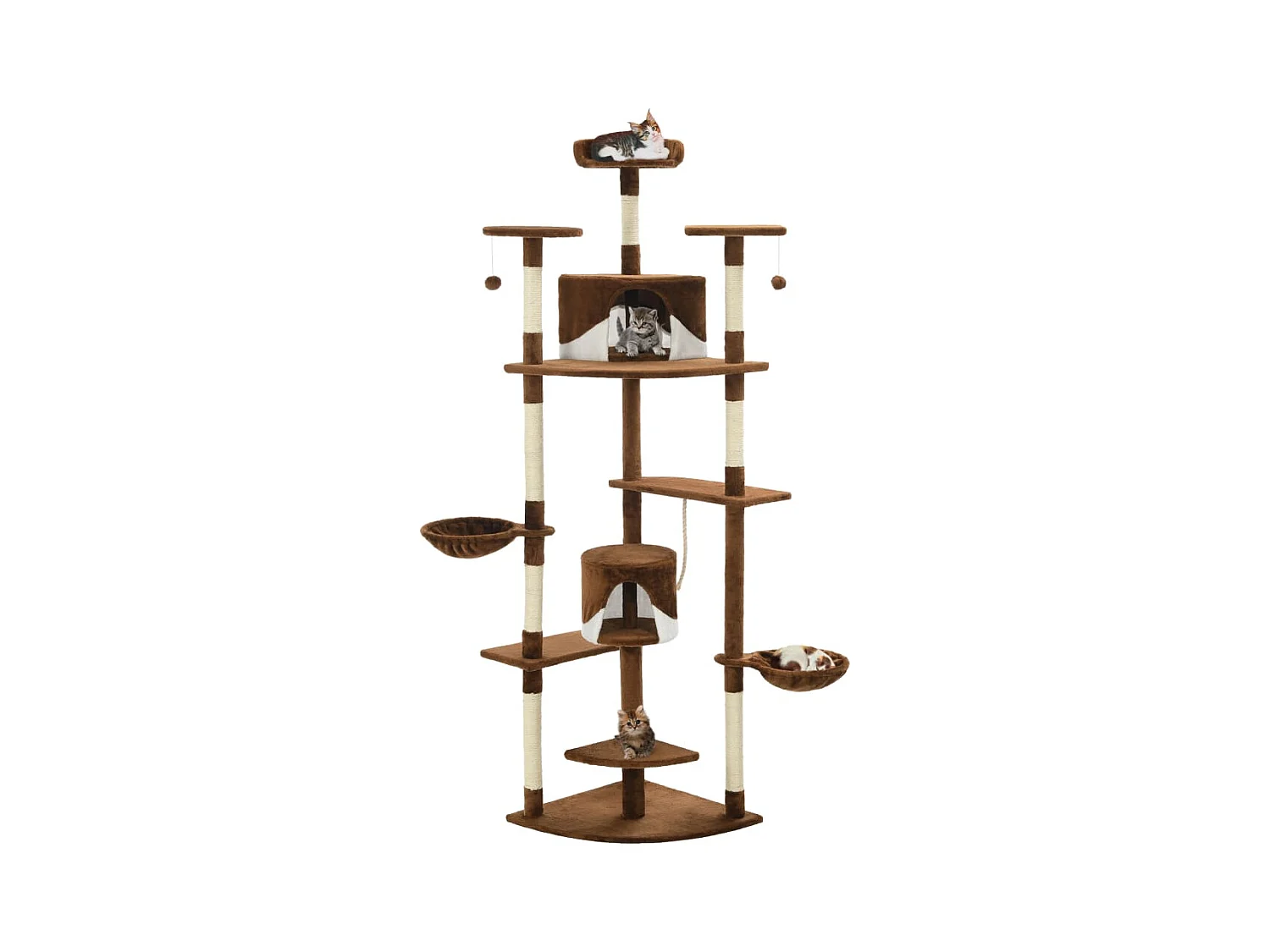 Arbre à chat avec griffoirs en sisal 203 cm Marron et Blanc