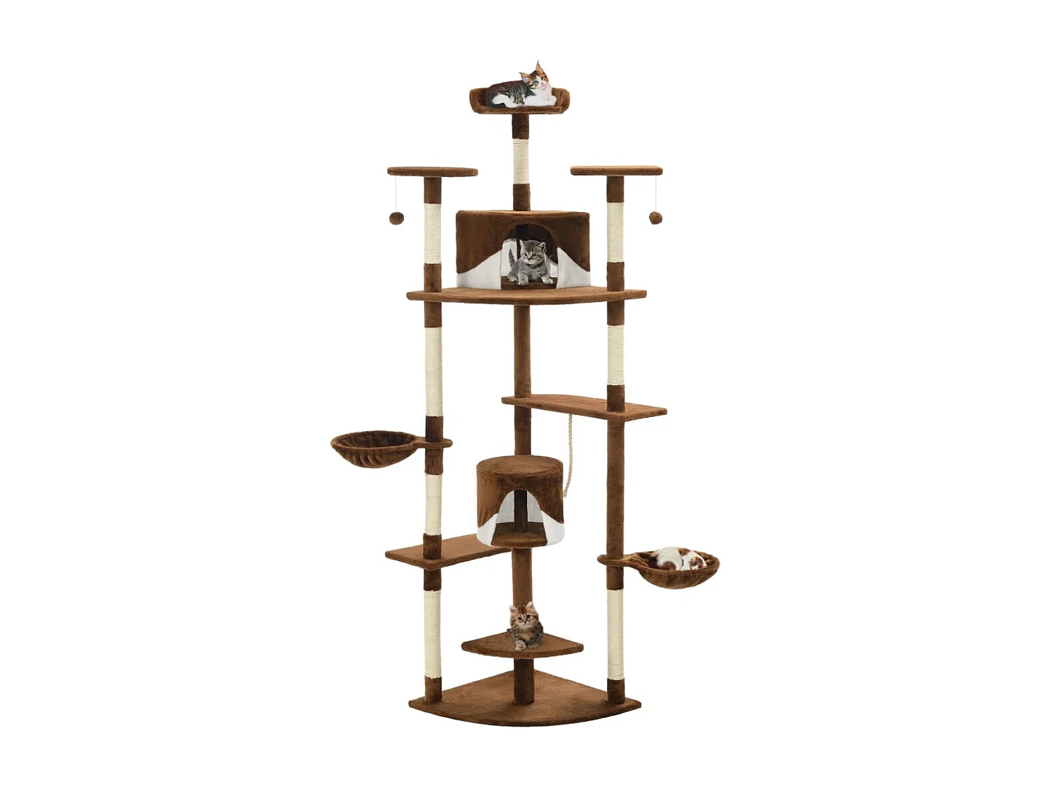 Kattenkrabpaal met sisal krabpalen 203 cm bruin en wit