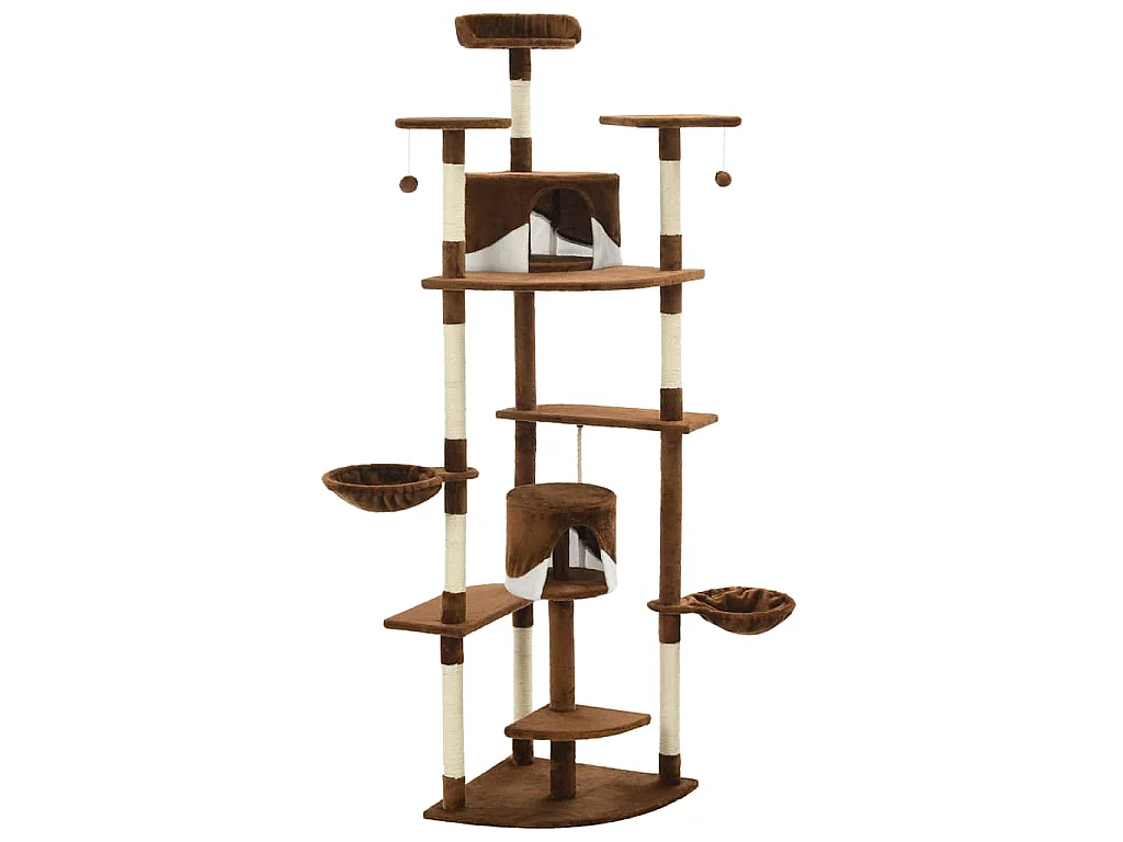 Rascador para gatos con poste de sisal marrón y blanco 203 cm