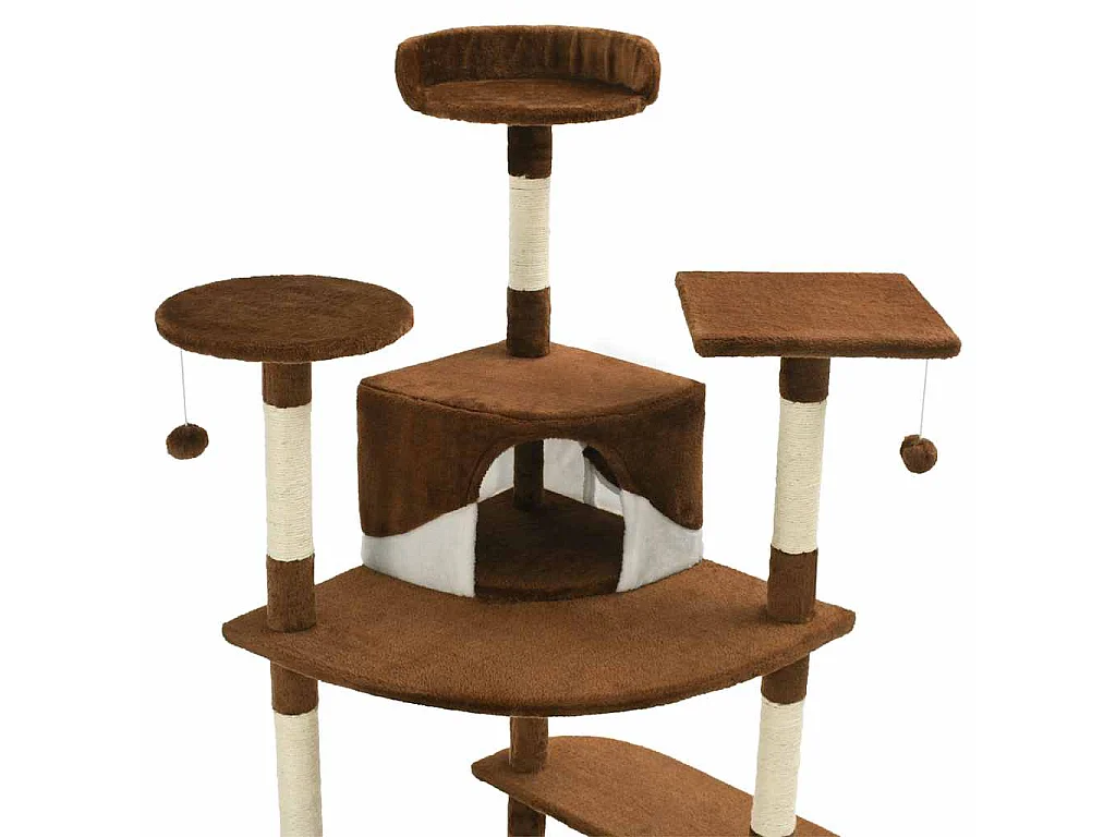 Rascador para gatos con poste de sisal marrón y blanco 203 cm