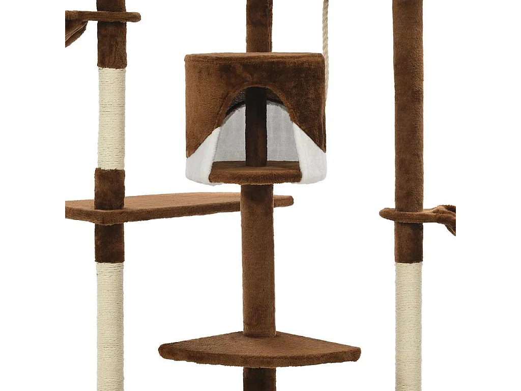 Rascador para gatos con poste de sisal marrón y blanco 203 cm