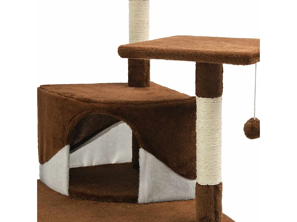 Rascador para gatos con poste de sisal marrón y blanco 203 cm