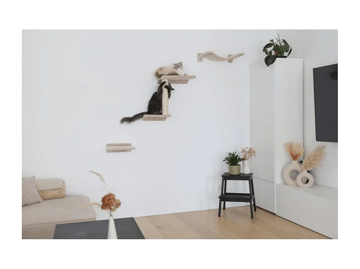 Katzen-Kletterwand Zugspitze Holz Beige