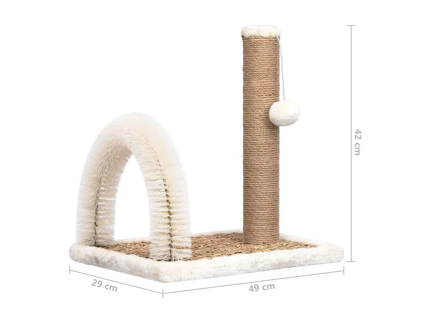 Arbre à chat avec brosse de toilettage en arche et grattoir