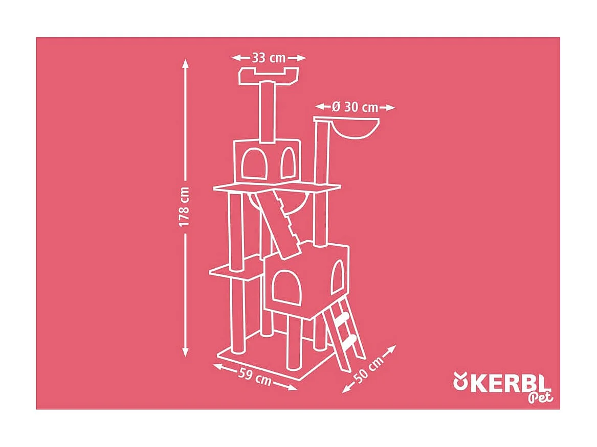 Arbre à chat Square 178 cm Gris clair