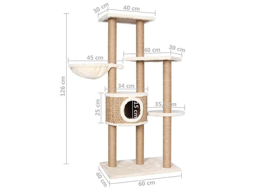 Katzen-Kratzbaum 126 cm Seegras
