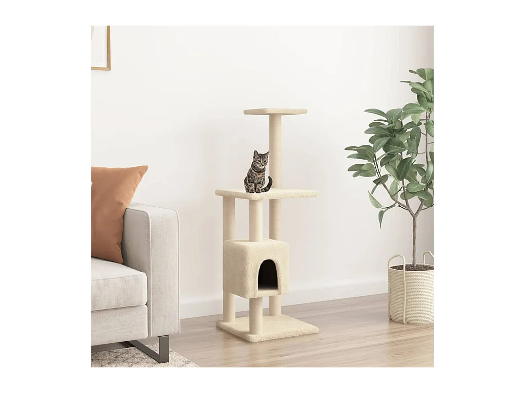 Arbre à chat avec griffoirs en sisal Crème 104 cm