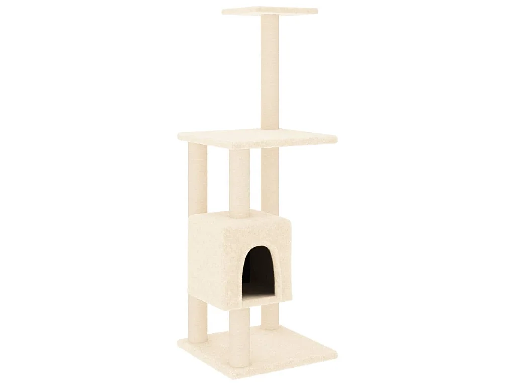 Árvore para gatos c/ postes arranhadores sisal 104 cm cor creme