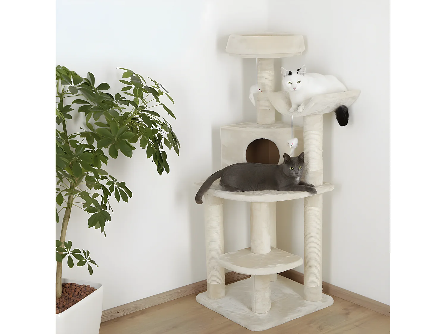 Arbre à chat d'angle Zirkonia 130 cm Crème