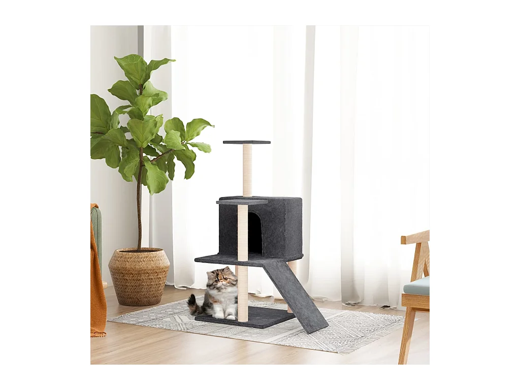 Árvore p/ gatos c/ postes arranhadores sisal 82 cm cinza-escuro