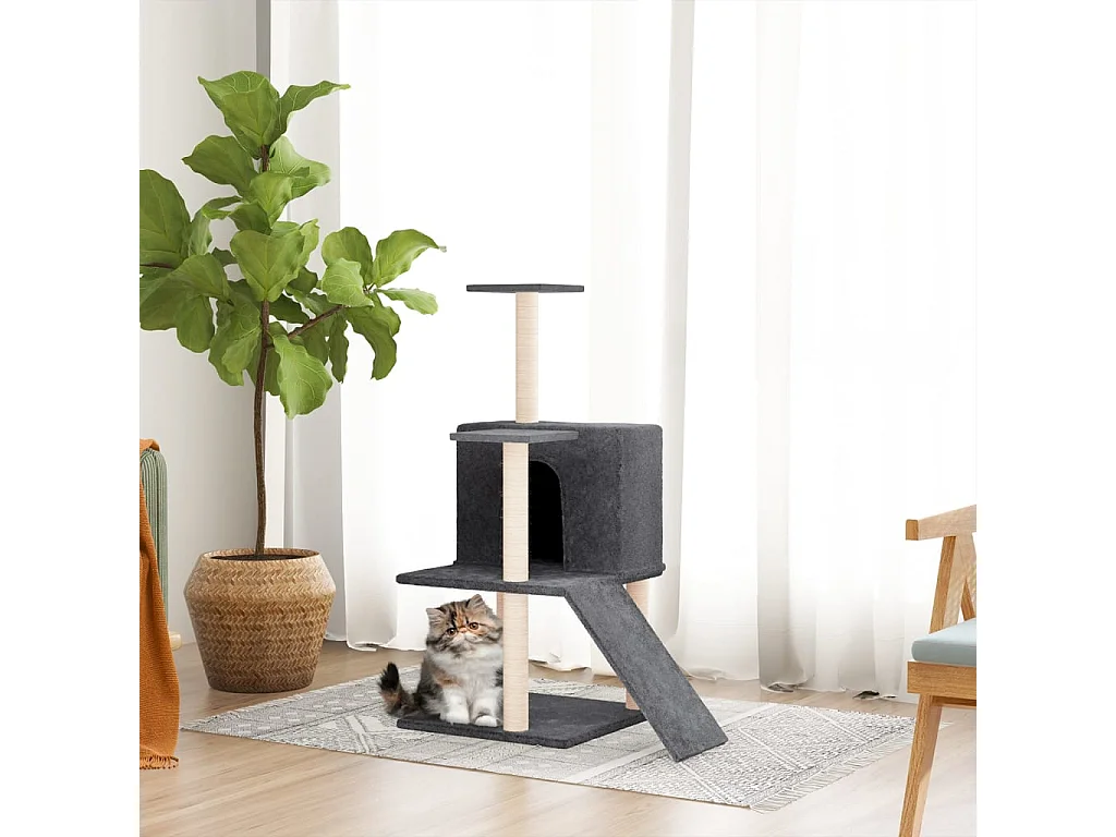 Arbre à chat avec griffoirs en sisal Gris foncé 82 cm