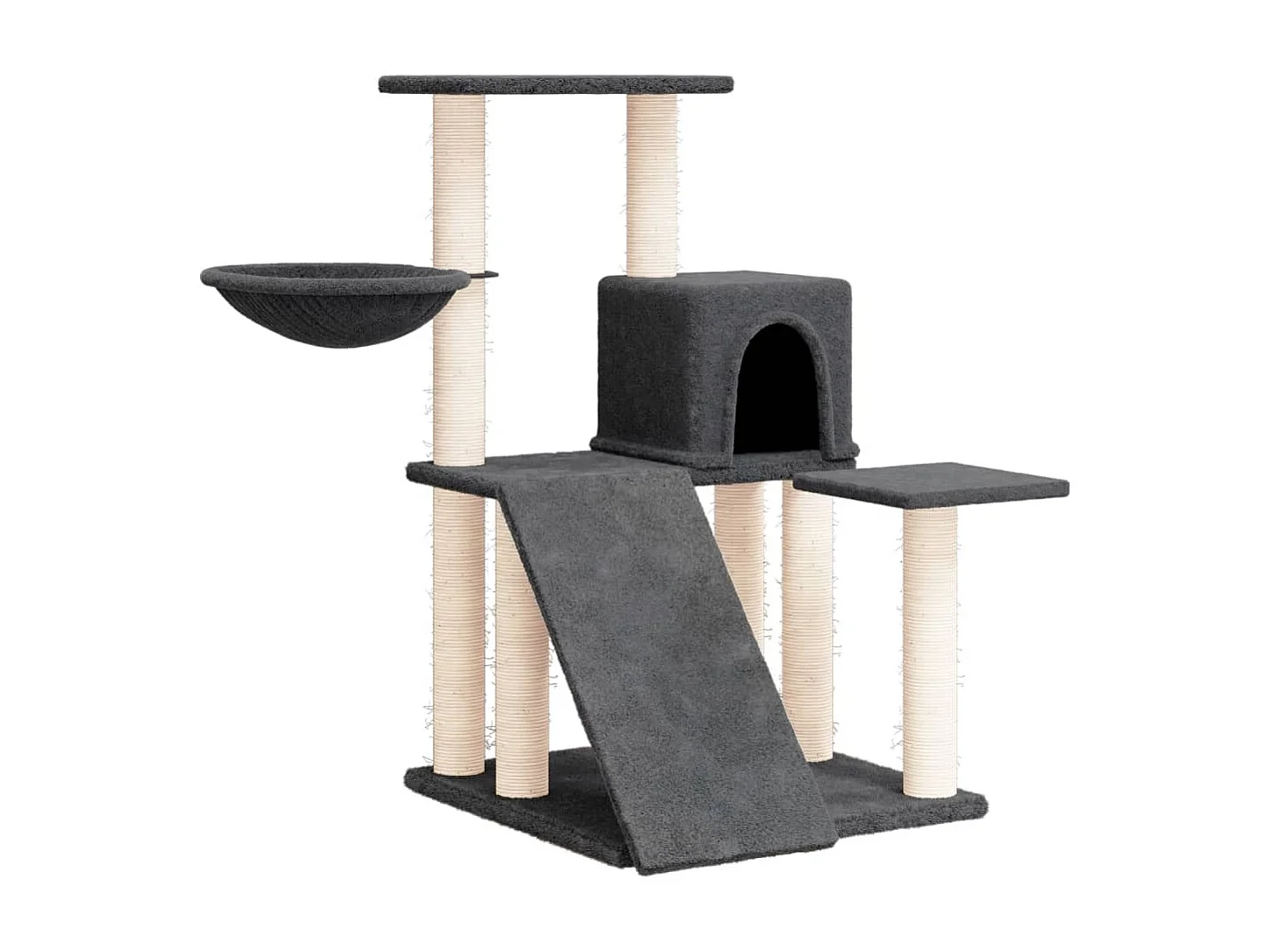 Arbre à chat avec griffoirs en sisal Gris foncé 82 cm