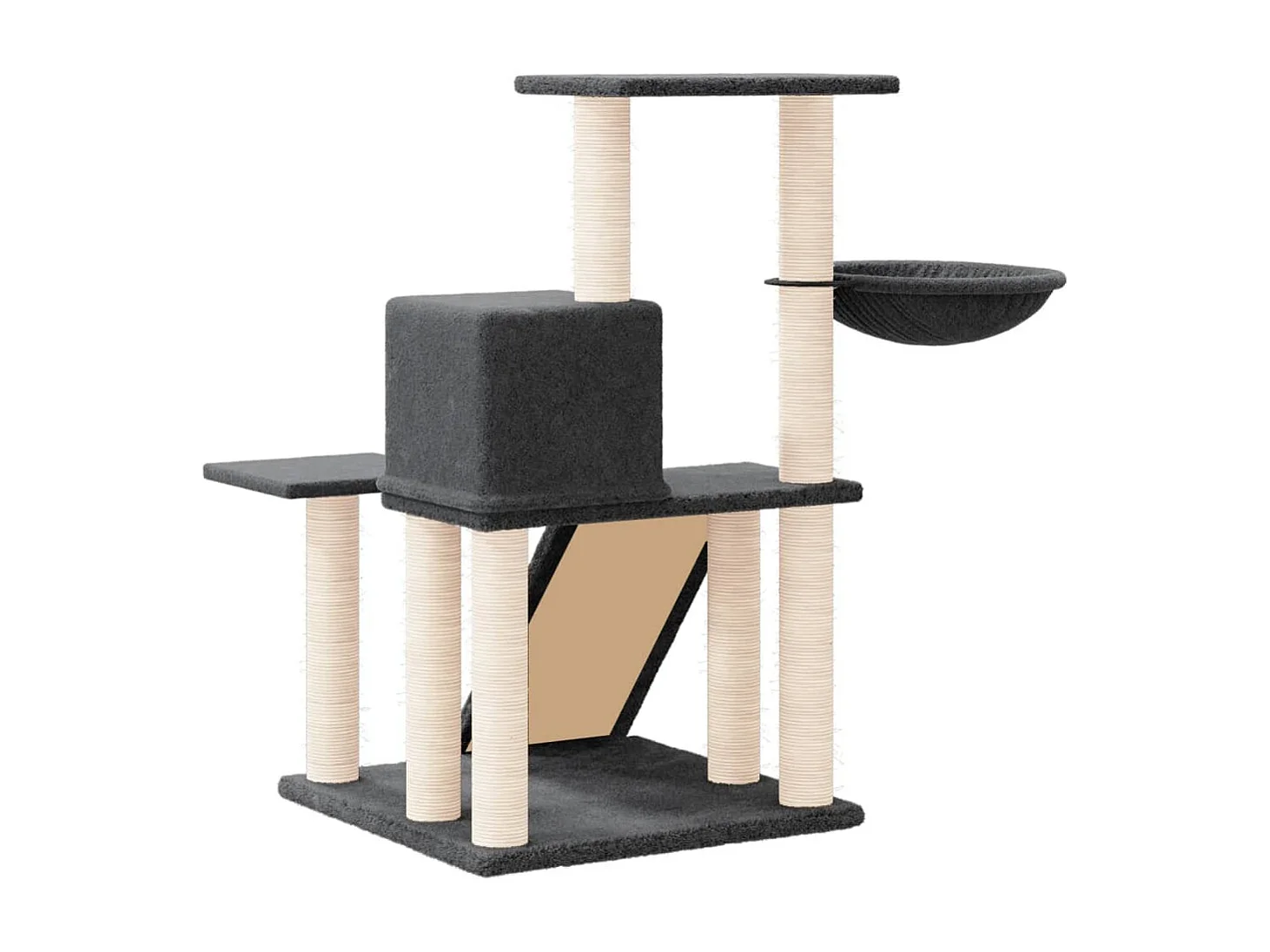 Arbre à chat avec griffoirs en sisal Gris foncé 82 cm