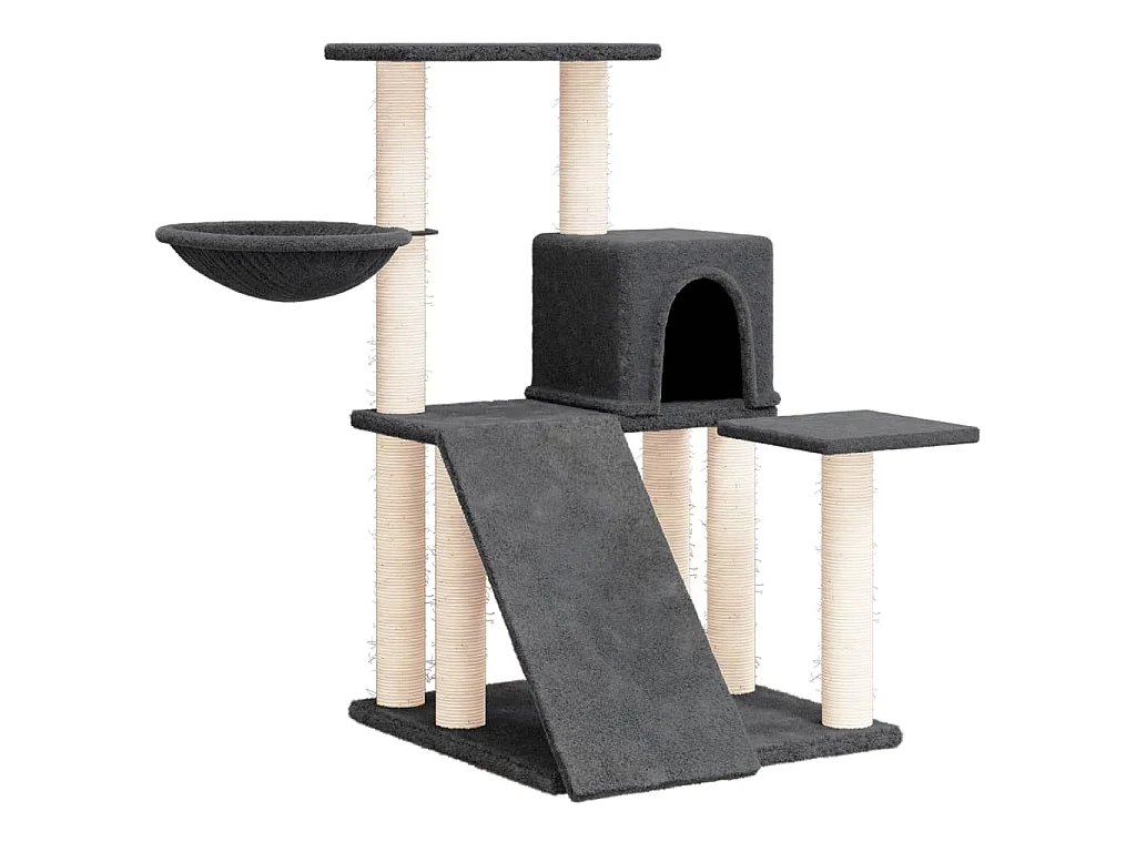 Kattenmeubel met sisal krabpalen 82 cm donkergrijs
