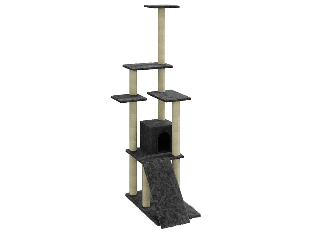Arbre à chat avec griffoirs en sisal Gris foncé 155 cm