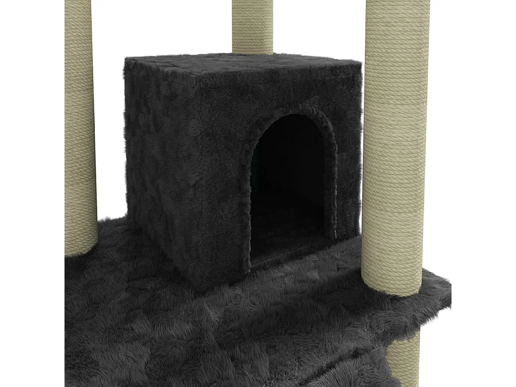Arbre à chat avec griffoirs en sisal Gris foncé 155 cm