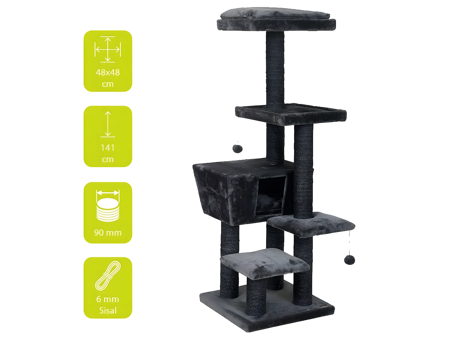 Arbre à chat North Dakota 48x48x141 cm Gris