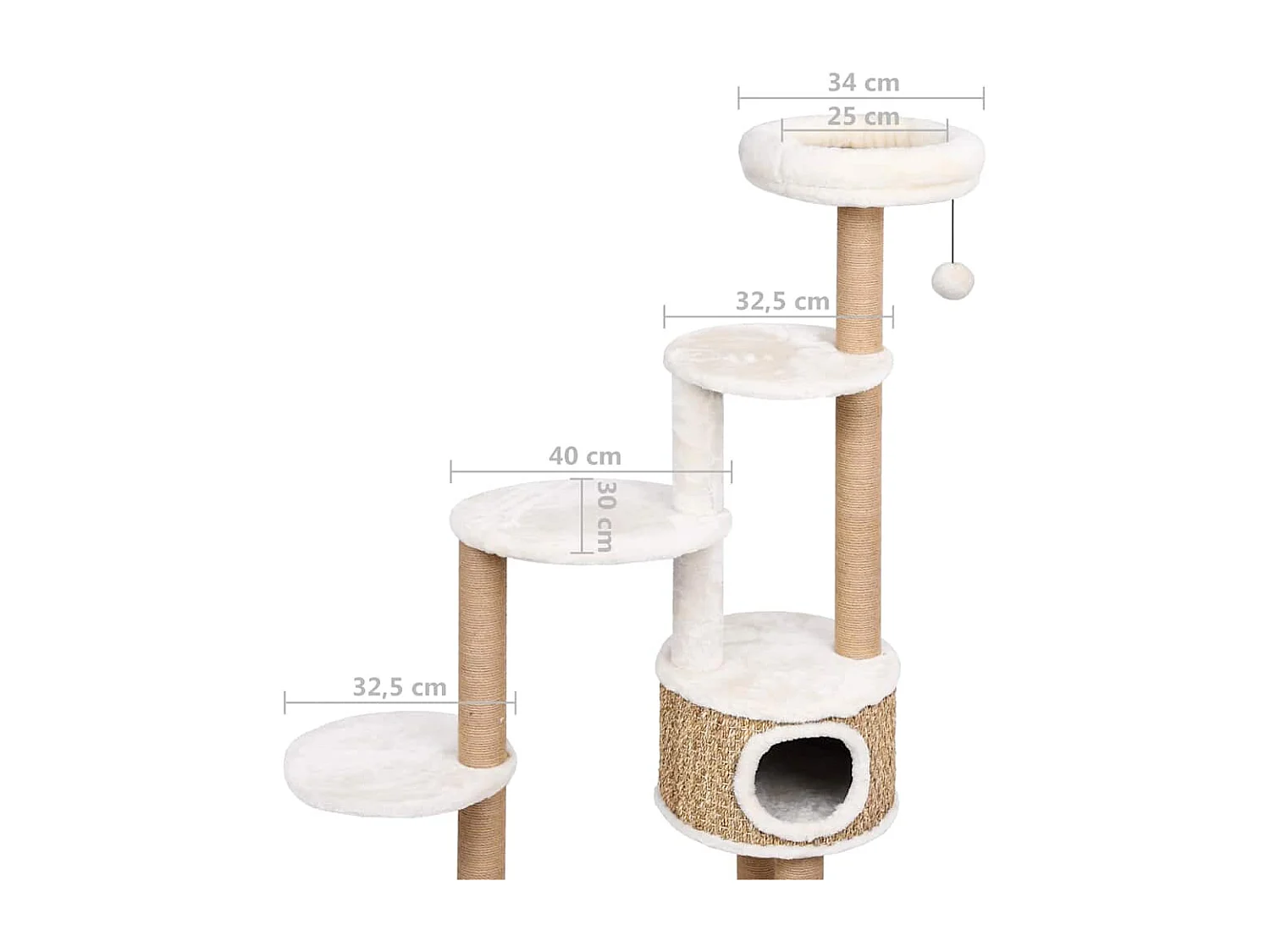 Árbol para gatos cojín lujo poste rascador hierba marina 148 cm