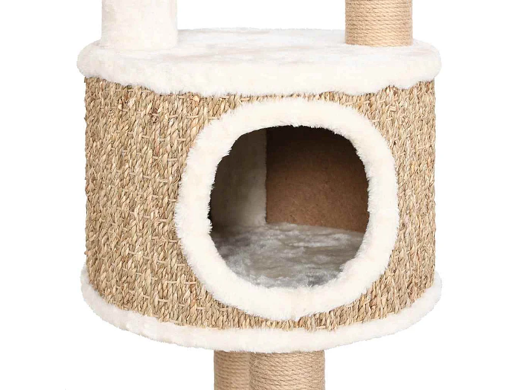 Arbre à chat coussin de luxe et grattoir 148 cm Herbiers marins