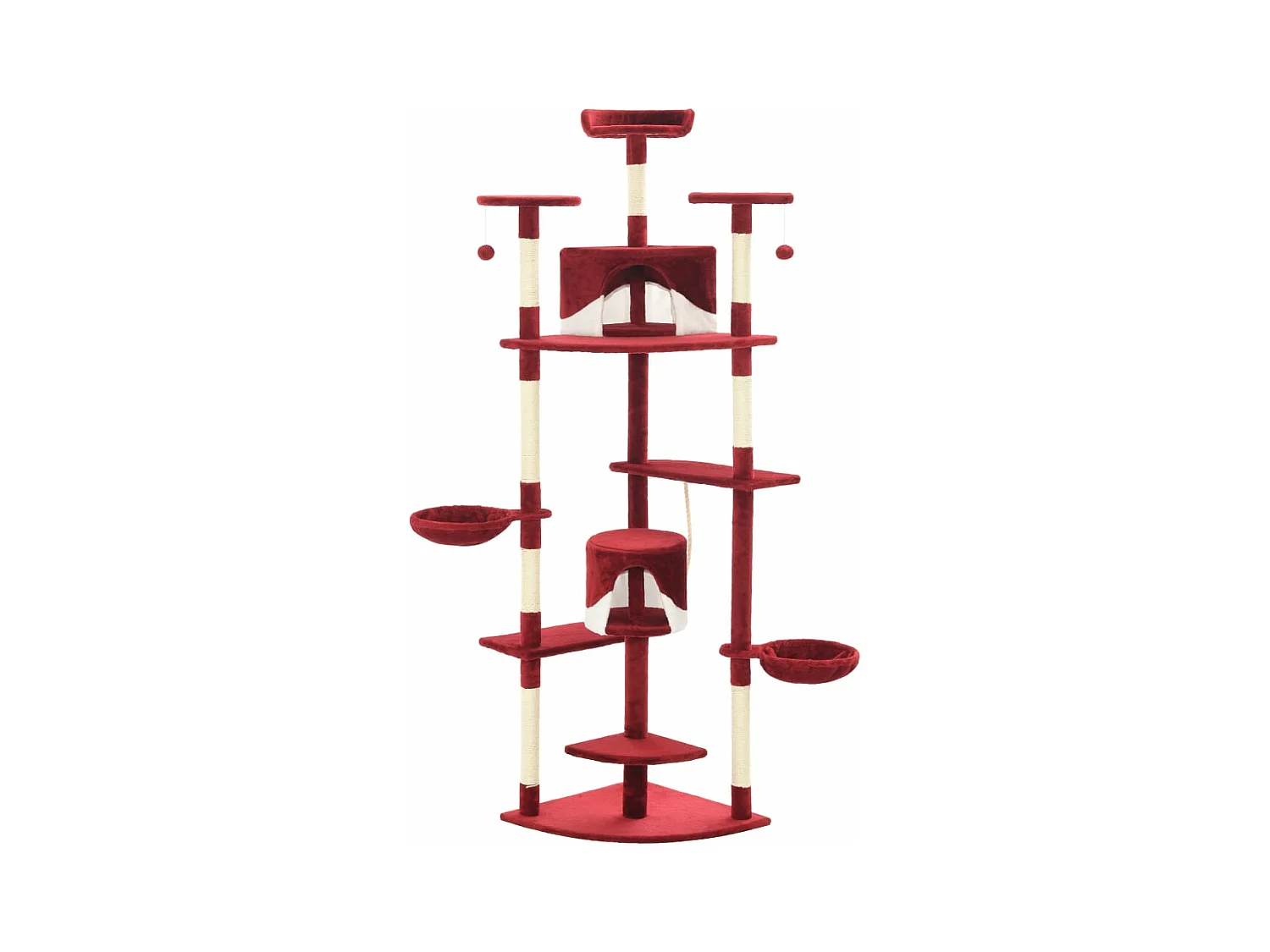 Katzen-Kratzbaum mit Sisal-Kratzsäulen 203 cm Rot und Weiß