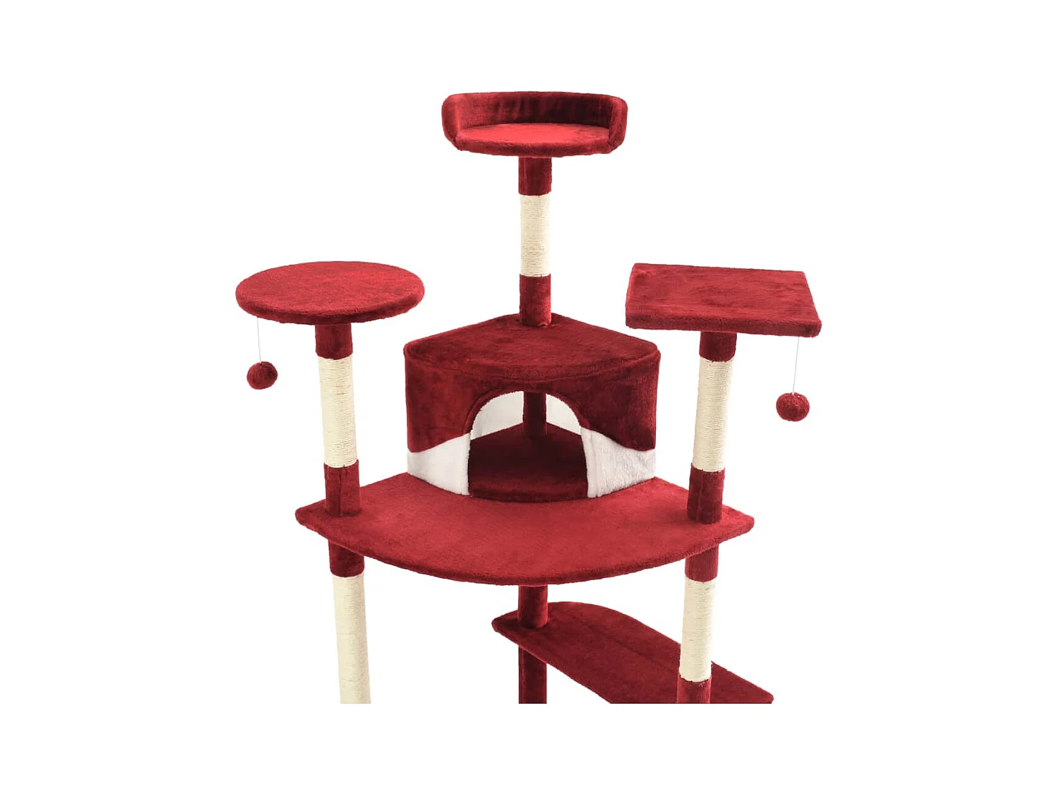Katzen-Kratzbaum mit Sisal-Kratzsäulen 203 cm Rot und Weiß