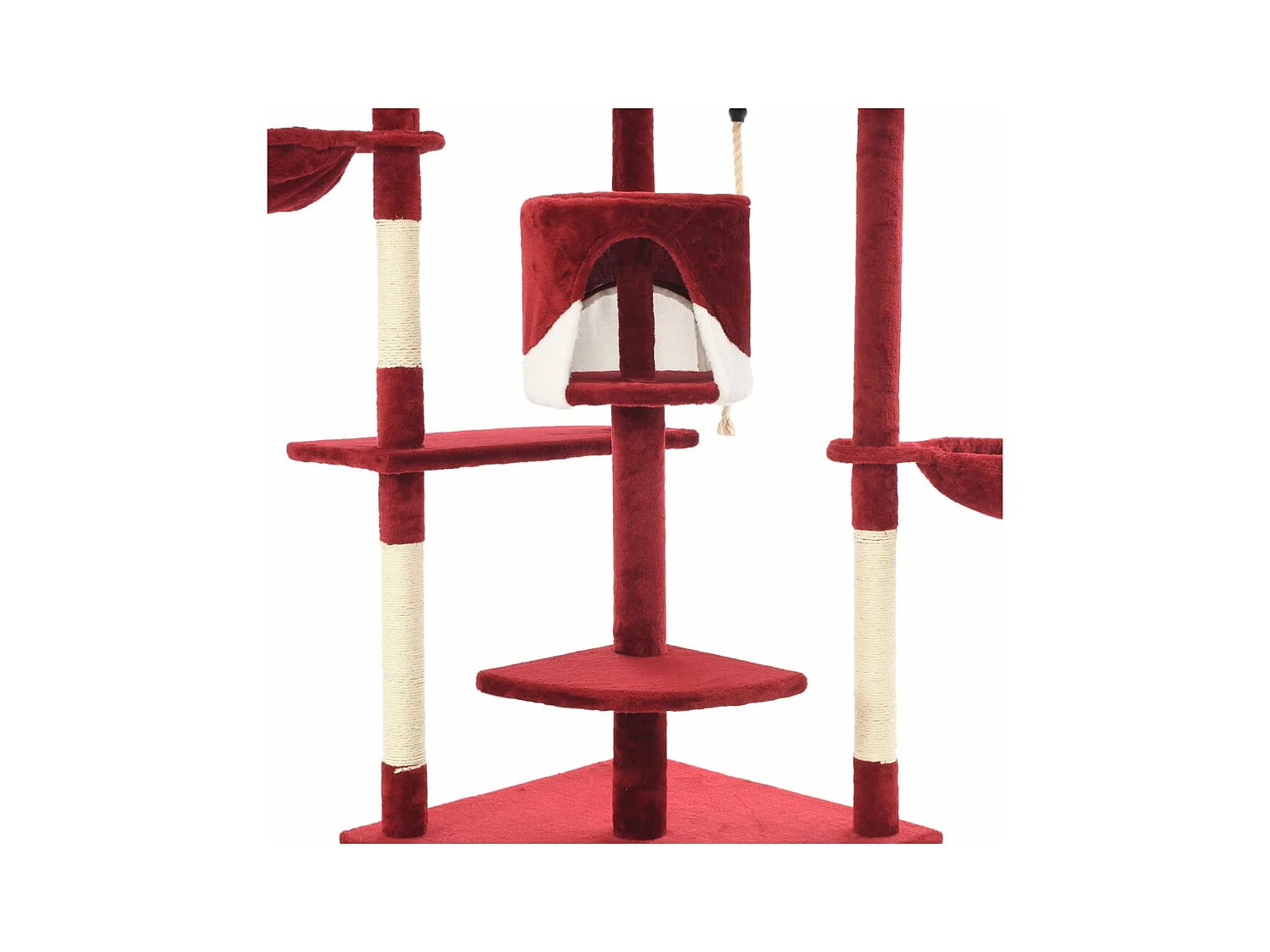 Katzen-Kratzbaum mit Sisal-Kratzsäulen 203 cm Rot und Weiß