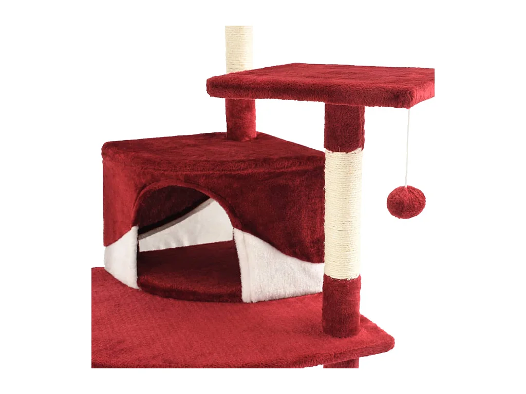 Katzen-Kratzbaum mit Sisal-Kratzsäulen 203 cm Rot und Weiß