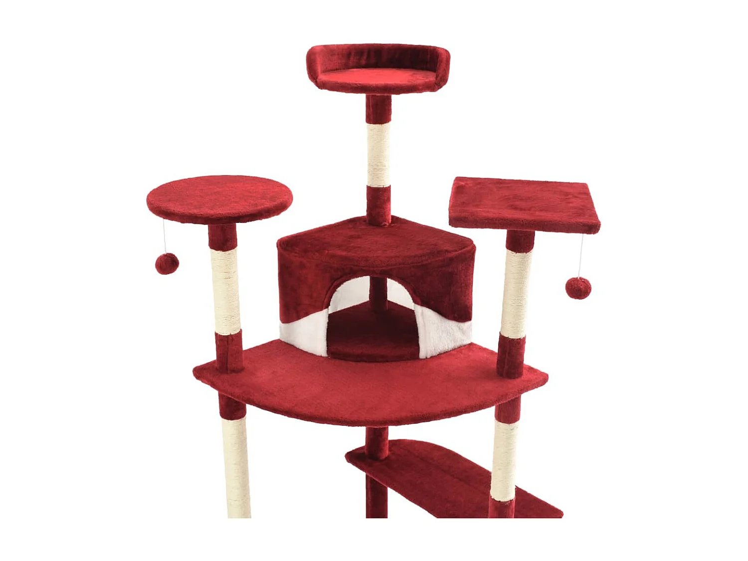 Katzen-Kratzbaum mit Sisal-Kratzsäulen 203 cm Rot und Weiß