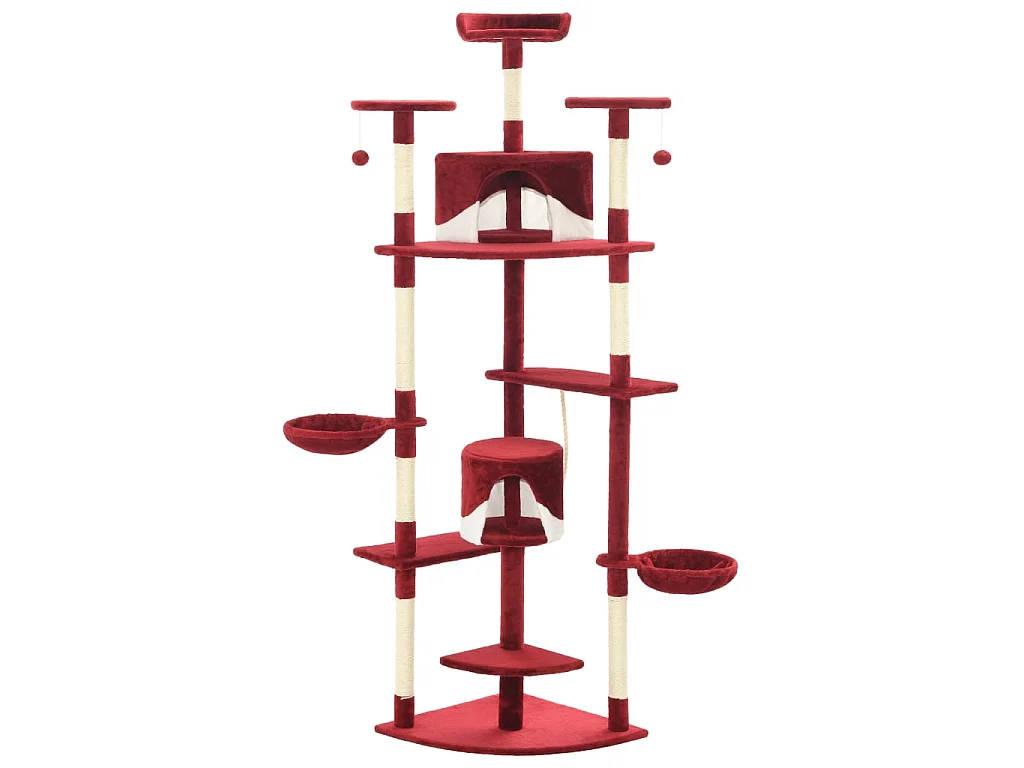 Katzen-Kratzbaum mit Sisal-Kratzsäulen 203 cm Rot und Weiß