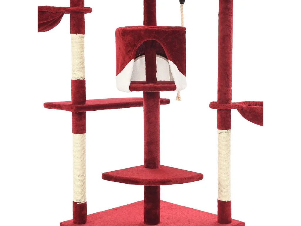 Katzen-Kratzbaum mit Sisal-Kratzsäulen 203 cm Rot und Weiß
