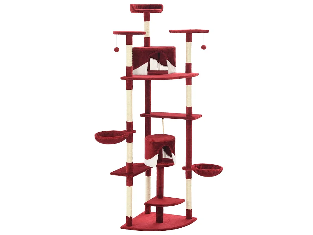 Arbre à chat avec griffoirs en sisal 203 cm Rouge et Blanc