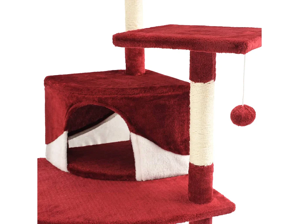 Arbre à chat avec griffoirs en sisal 203 cm Rouge et Blanc