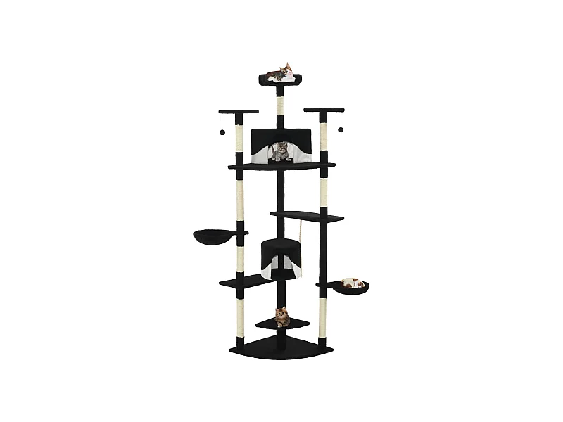 Arbre à chat avec griffoirs en sisal 203 cm noir et blanc