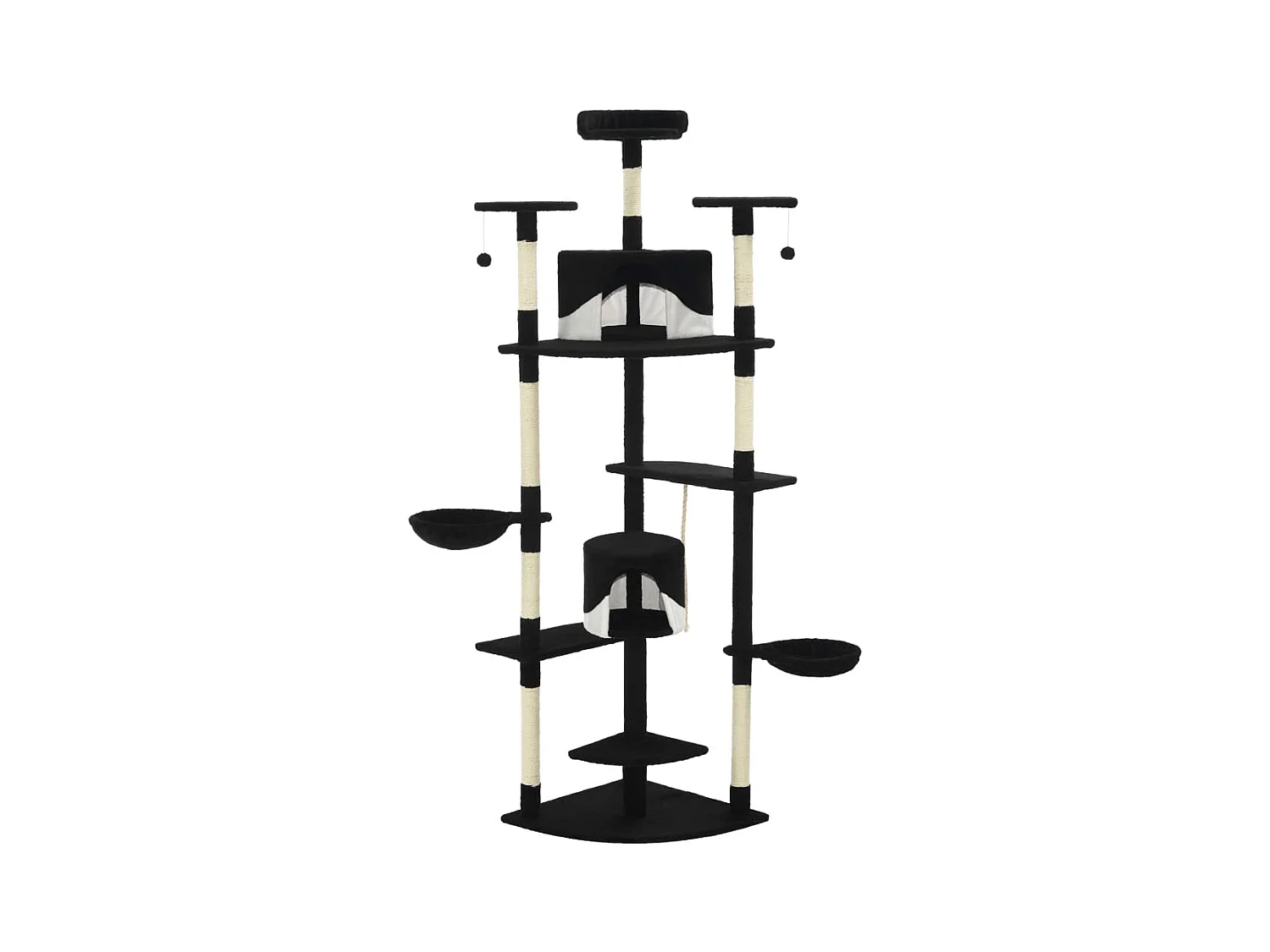 Arbre à chat avec griffoirs en sisal 203 cm noir et blanc