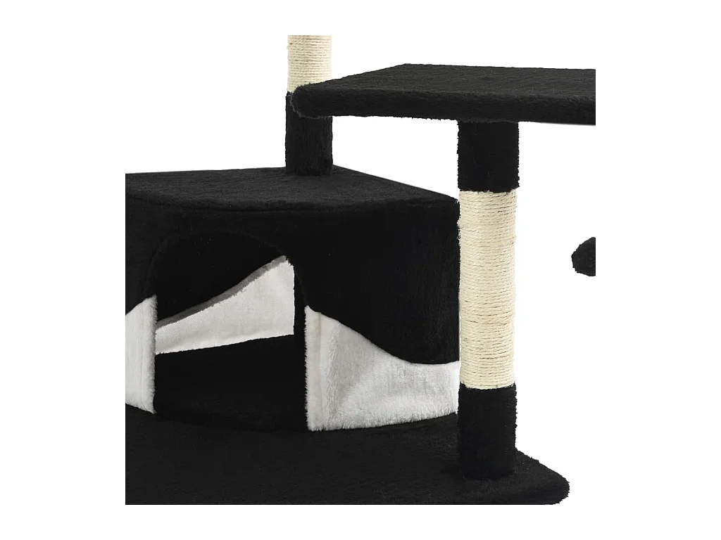 Arbre à chat avec griffoirs en sisal 203 cm noir et blanc