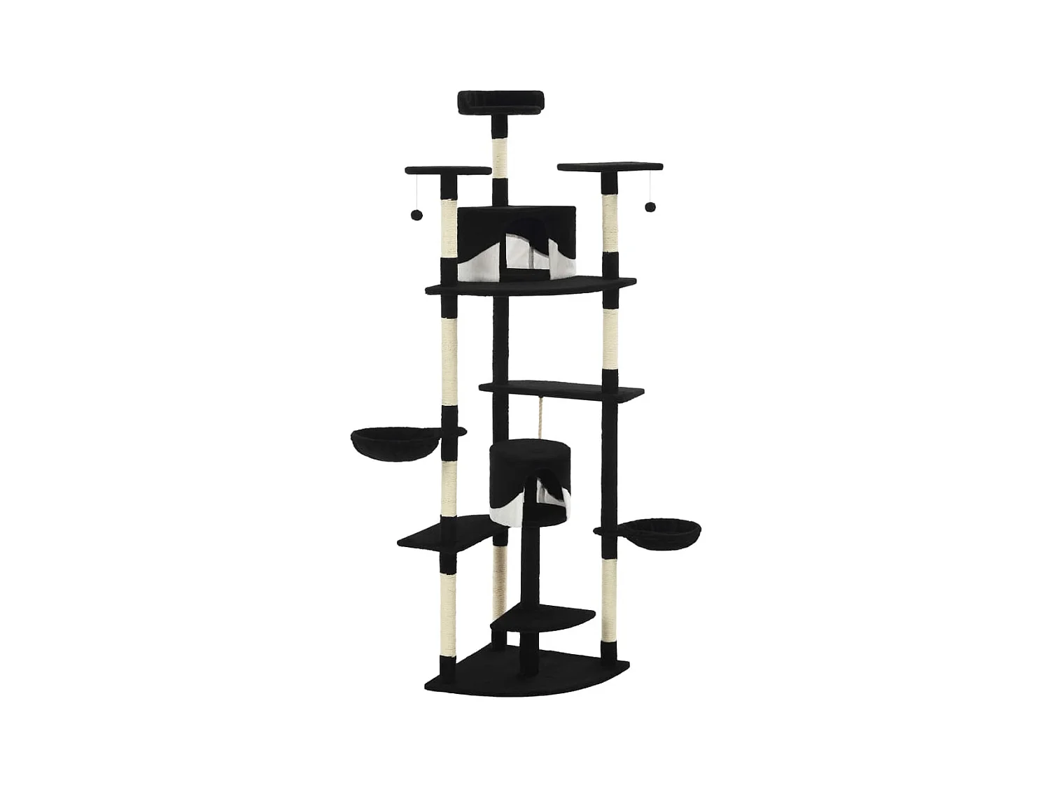Katzen-Kratzbaum mit Sisal-Kratzsäulen 203 cm Schwarz und Weiß