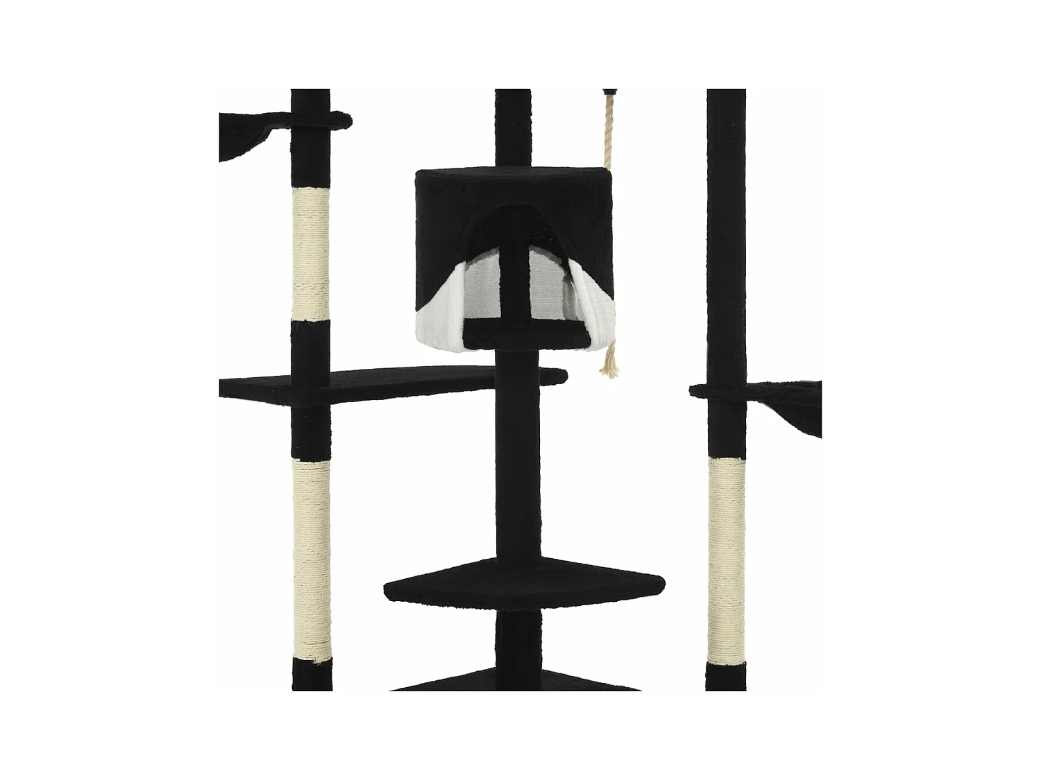 Katzen-Kratzbaum mit Sisal-Kratzsäulen 203 cm Schwarz und Weiß