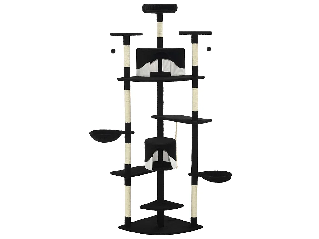 Katzen-Kratzbaum mit Sisal-Kratzsäulen 203 cm Schwarz und Weiß