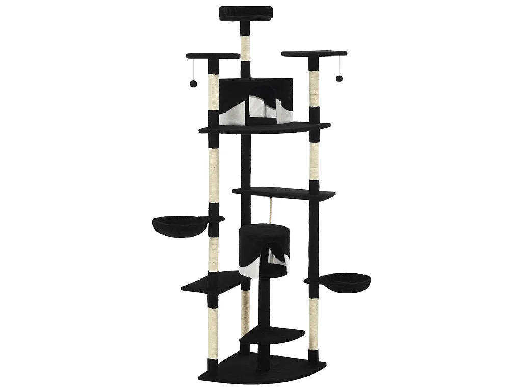 Katzen-Kratzbaum mit Sisal-Kratzsäulen 203 cm Schwarz und Weiß