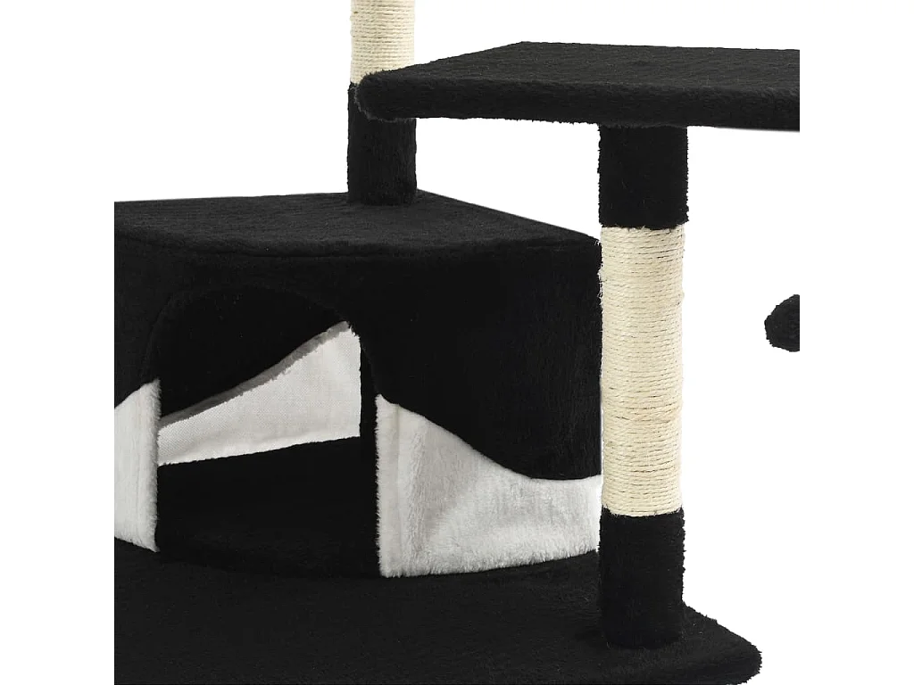 Katzen-Kratzbaum mit Sisal-Kratzsäulen 203 cm Schwarz und Weiß