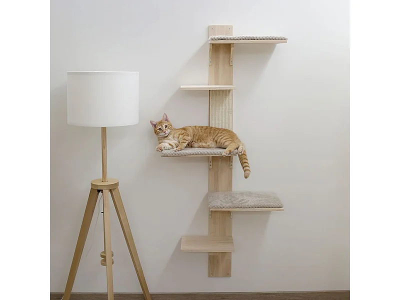 Arbre à chat Timber Wall 150 cm Naturel et taupe