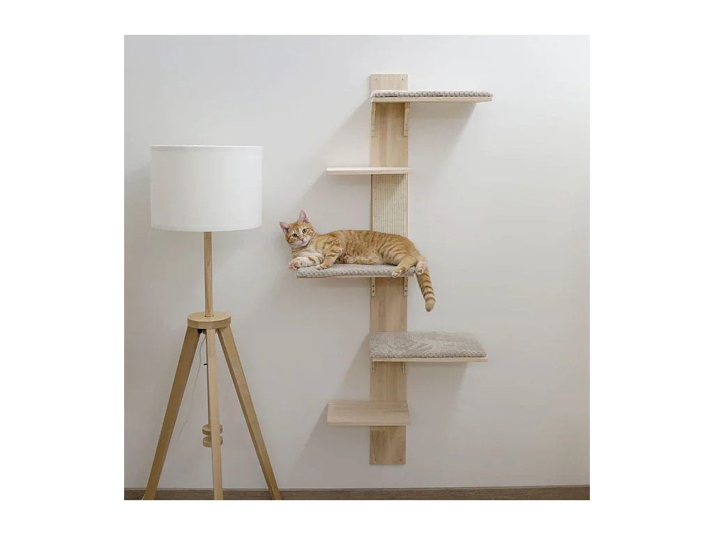 Arbre à chat Timber Wall 150 cm Naturel et taupe