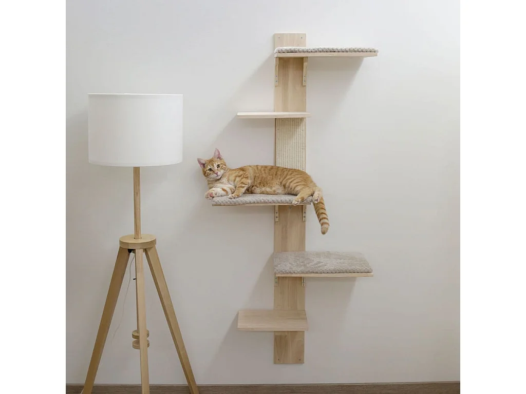 Arbre à chat Timber Wall 150 cm Naturel et taupe