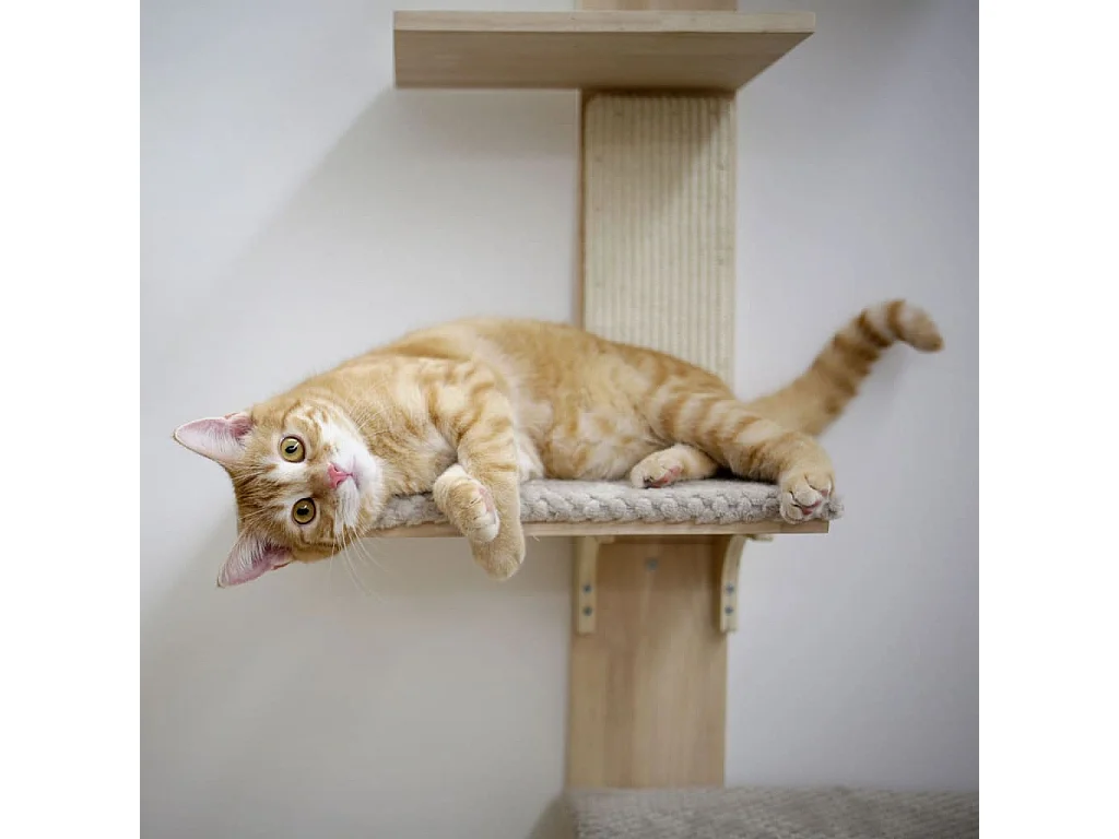 Arbre à chat Timber Wall 150 cm Naturel et taupe