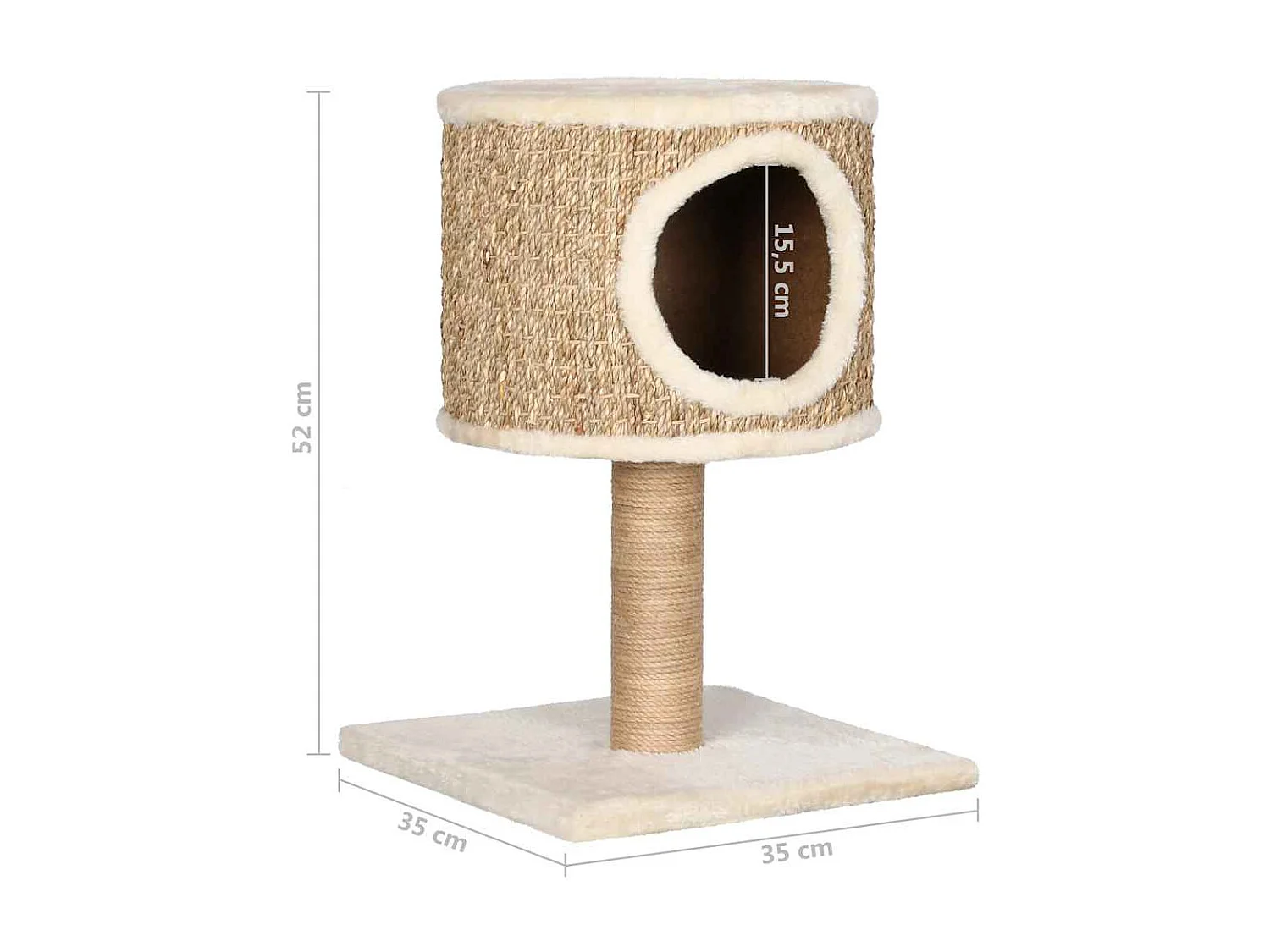 Árvore p/ gatos c/ ninho e poste arranhador 52 cm erva marinha