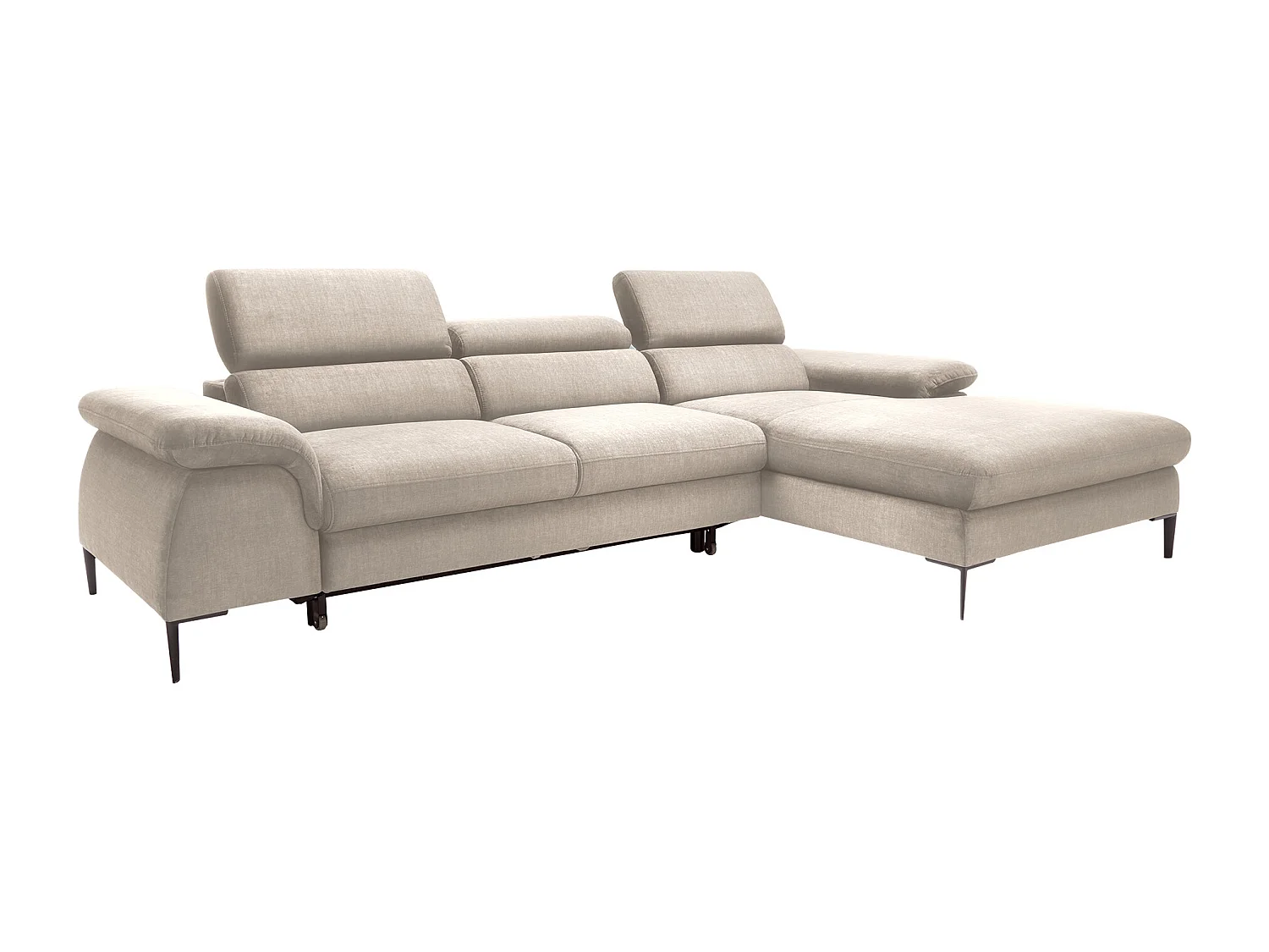 Canapé d'angle droit convertible droit en velours beige SEPINA de Pascal Morabito