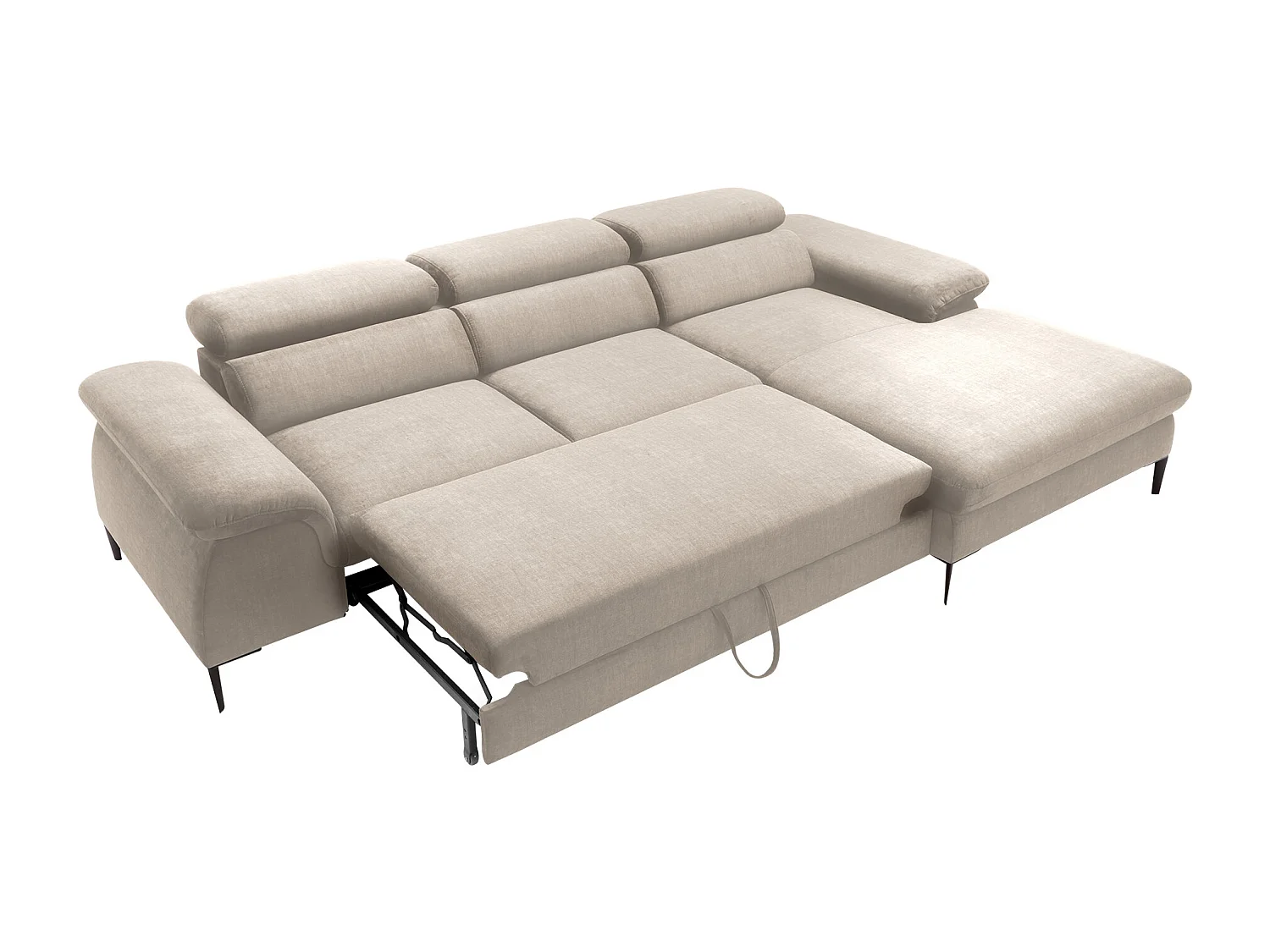 Canapé d'angle droit convertible droit en velours beige SEPINA de Pascal Morabito