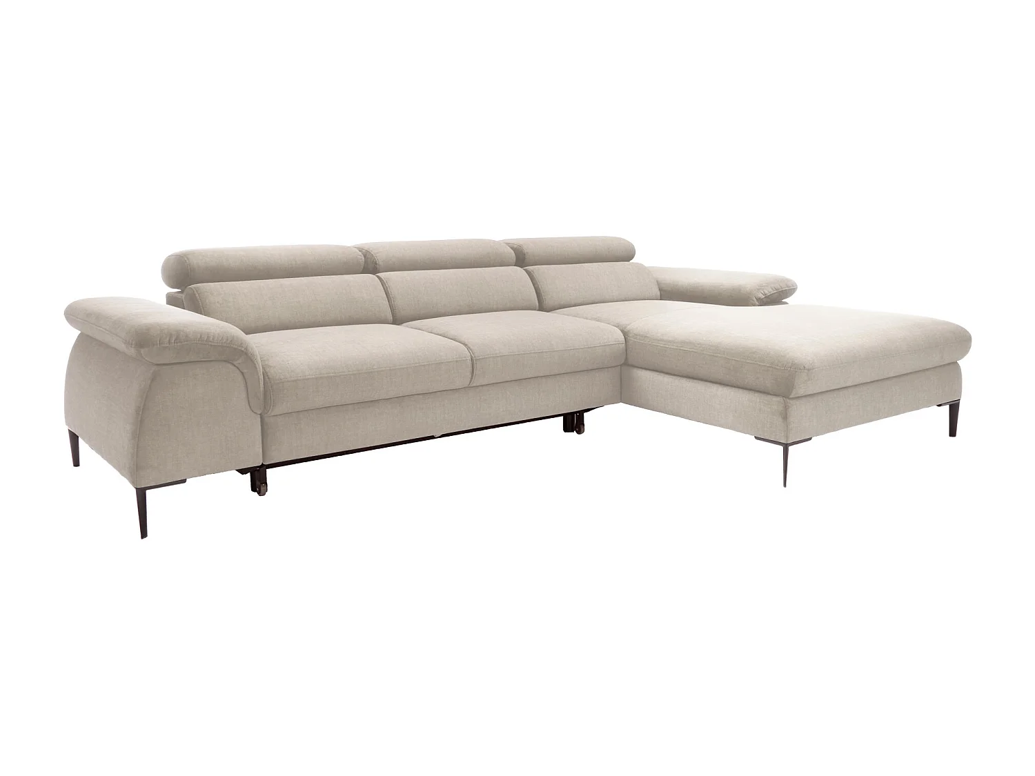 Canapé d'angle droit convertible droit en velours beige SEPINA de Pascal Morabito