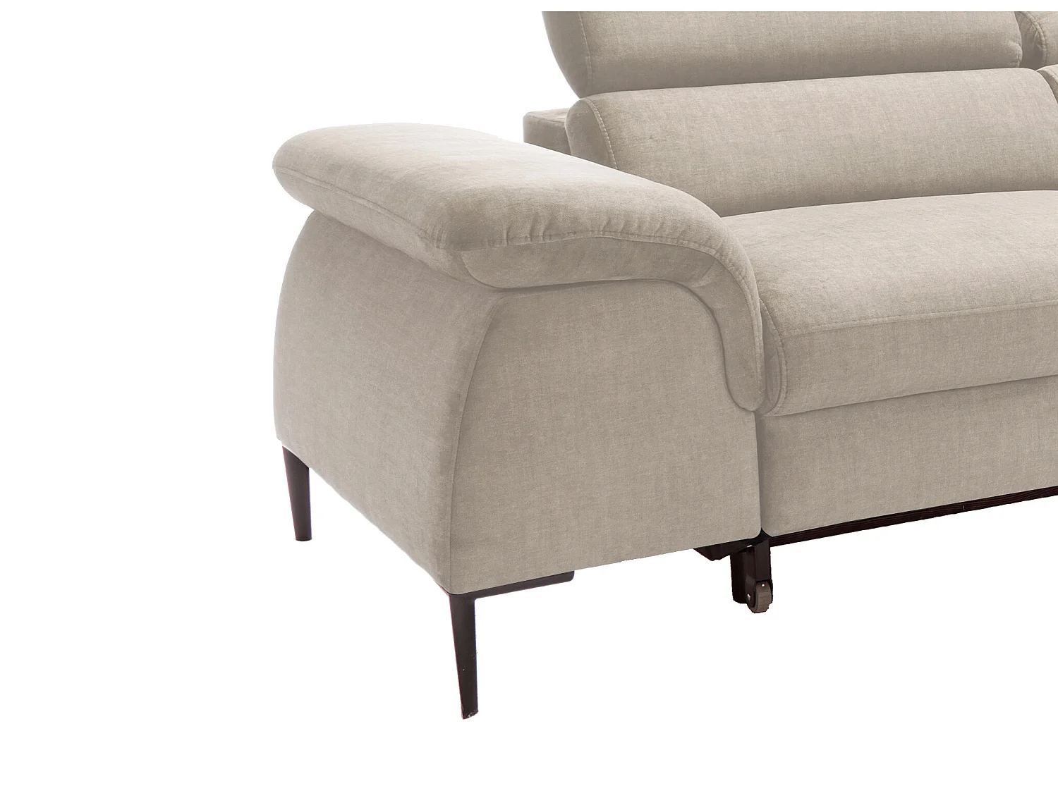 Canapé d'angle droit convertible droit en velours beige SEPINA de Pascal Morabito